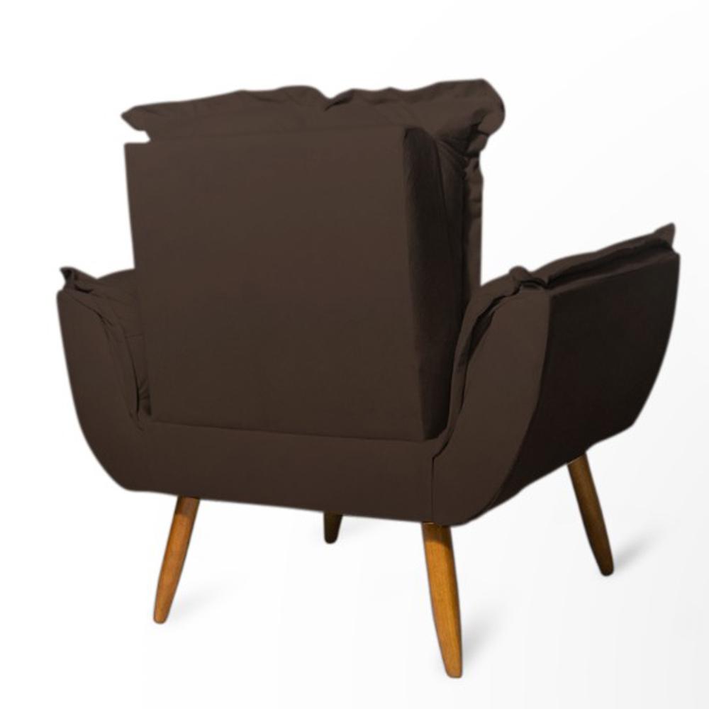 Conjunto 2 Poltronas Decorativa Opala Suede Marrom Rocha Móveis