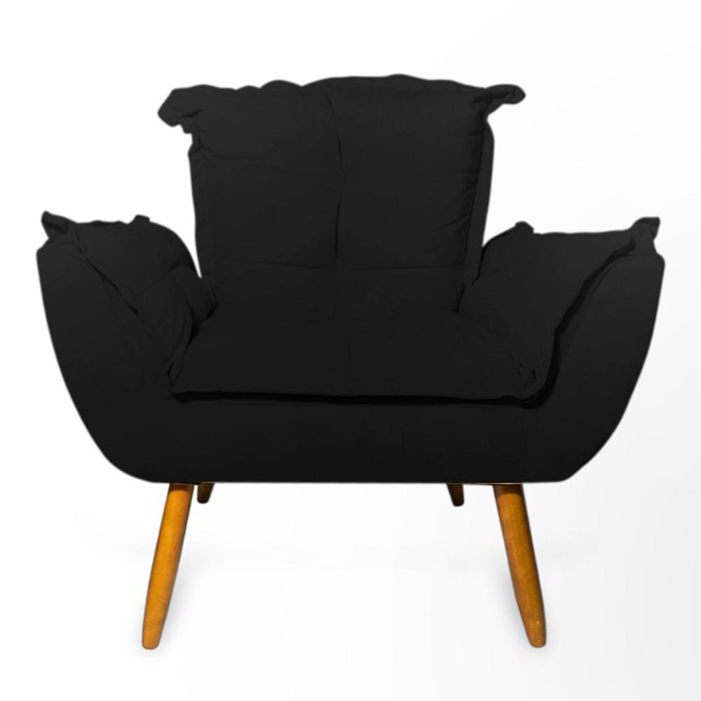 Conjunto 2 Poltronas Decorativa Opala Suede Preto Rocha Móveis