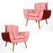 Conjunto 2 Poltronas Decorativa Opala Suede Rosê Rocha Móveis