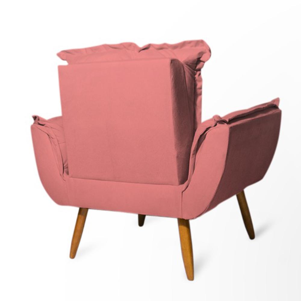 Conjunto 2 Poltronas Decorativa Opala Suede Rosê Rocha Móveis