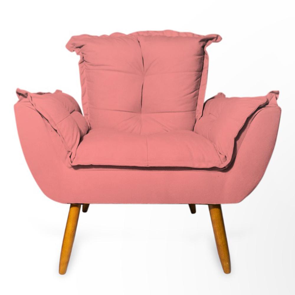 Conjunto 2 Poltronas Decorativa Opala Suede Rosê Rocha Móveis