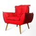 Conjunto 2 Poltronas Decorativa Opala Suede Vermelho Rocha Móveis