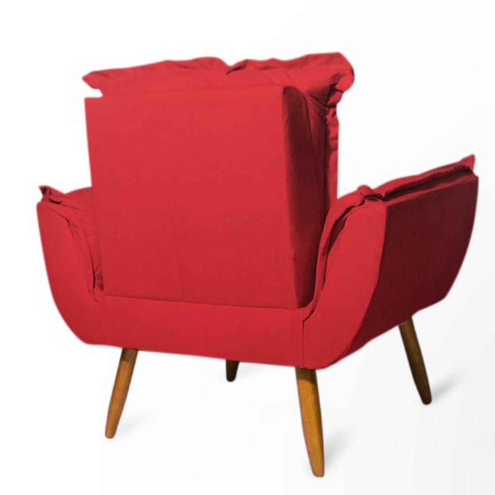 Conjunto 2 Poltronas Decorativa Opala Suede Vermelho Rocha Móveis