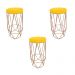 Conjunto 3 Banquetas Decorativa Hexagonal Aramado Bronze Suede Amarelo Rocha Móveis