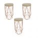 Conjunto 3 Banquetas Decorativa Hexagonal Aramado Bronze Suede Bege Rocha Móveis