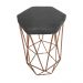 Conjunto 3 Banquetas Decorativa Hexagonal Aramado Bronze Suede Cinza Rocha Móveis