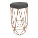 Conjunto 3 Banquetas Decorativa Hexagonal Aramado Bronze Suede Cinza Rocha Móveis