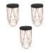 Conjunto 3 Banquetas Decorativa Hexagonal Aramado Bronze Suede Preto Rocha Móveis