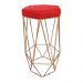 Conjunto 3 Banquetas Decorativa Hexagonal Aramado Bronze Suede Vermelho Rocha Móveis
