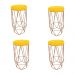 Conjunto 4 Banquetas Decorativa Hexagonal Aramado Bronze Suede Amarelo Rocha Móveis