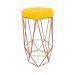 Conjunto 4 Banquetas Decorativa Hexagonal Aramado Bronze Suede Amarelo Rocha Móveis
