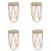 Conjunto 4 Banquetas Decorativa Hexagonal Aramado Bronze Suede Bege Rocha Móveis