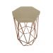 Conjunto 4 Banquetas Decorativa Hexagonal Aramado Bronze Suede Bege Rocha Móveis