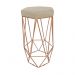 Conjunto 4 Banquetas Decorativa Hexagonal Aramado Bronze Suede Bege Rocha Móveis