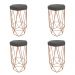 Conjunto 4 Banquetas Decorativa Hexagonal Aramado Bronze Suede Cinza Rocha Móveis