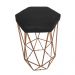 Conjunto 4 Banquetas Decorativa Hexagonal Aramado Bronze Suede Preto Rocha Móveis