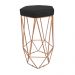 Conjunto 4 Banquetas Decorativa Hexagonal Aramado Bronze Suede Preto Rocha Móveis