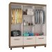 Guarda-Roupa Casal Moderno 2 Portas e 3 Gavetas Bege Claro