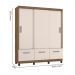 Guarda-Roupa Casal Moderno 2 Portas e 3 Gavetas Bege Claro