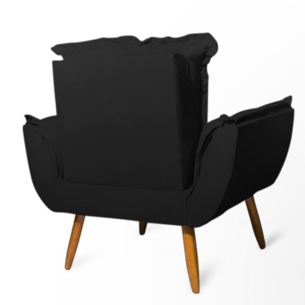 Poltrona Decorativa Opala Suede Preto Rocha Móveis