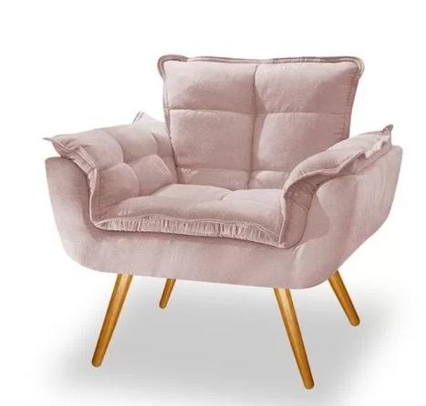 Poltrona Decorativa Opala Suede Rosê Rocha Móveis
