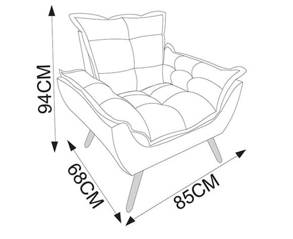 Poltrona Decorativa Opala Suede Rosê Rocha Móveis