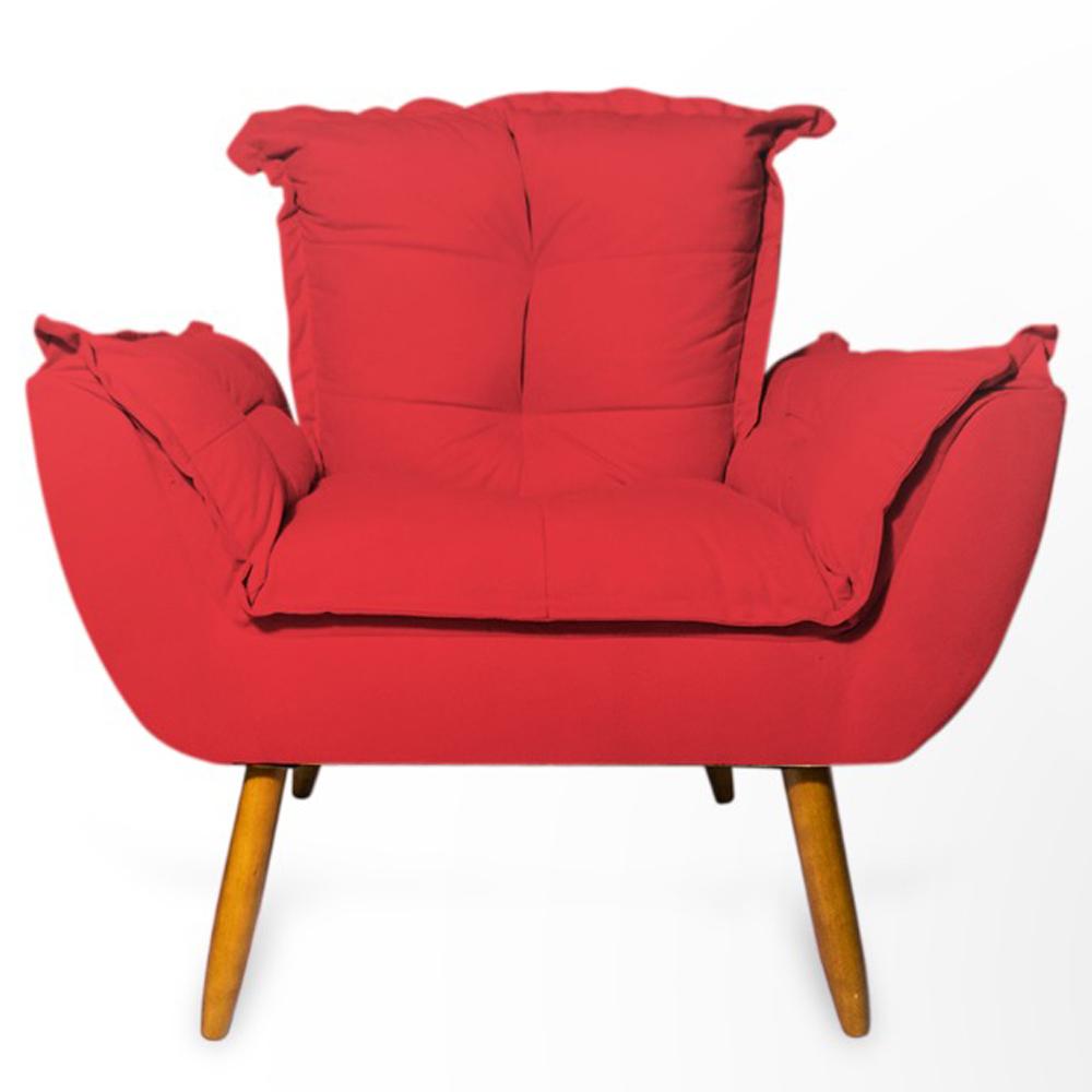 Poltrona Decorativa Opala Suede Vermelho Rocha Móveis