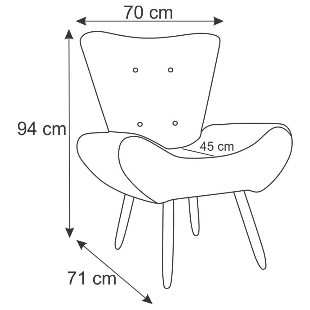 Poltrona Decorativa para Sala Bella Pés Palito Suede Bege Rocha Móveis