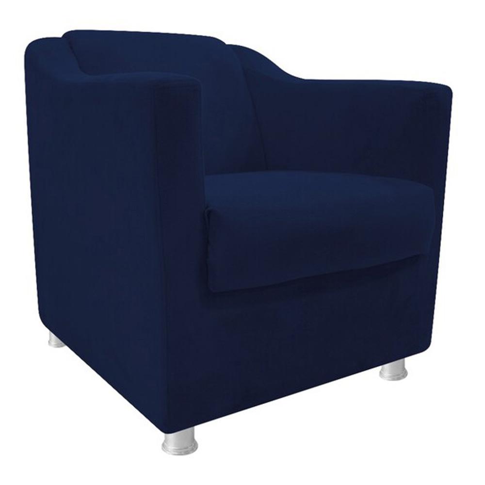 Poltrona Decorativa para Sala Tilla Suede Azul Marinho Rocha Móveis