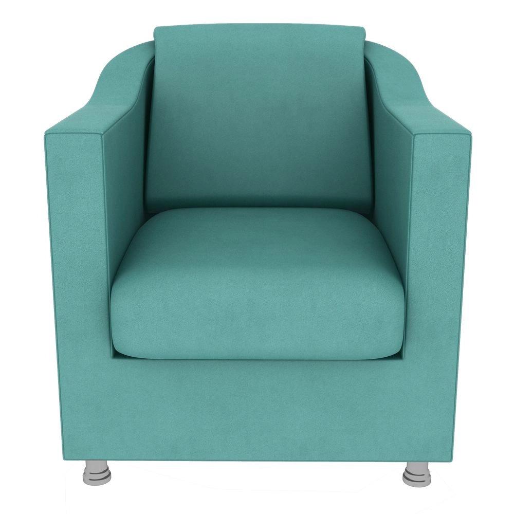 Poltrona Decorativa para Sala Tilla Suede Azul Turquesa Rocha Móveis
