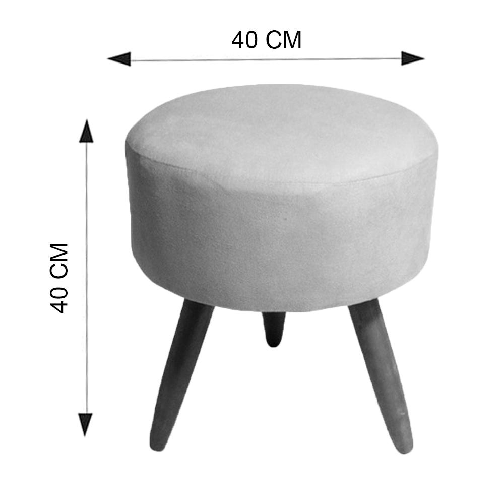 Puff Decorativo Redondo Pés Palito Suede Azul Marinho Rocha Móveis