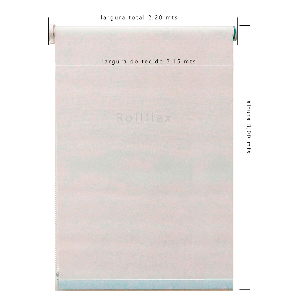Cortina Persiana Rolô Blackout Branca 2,20 larg x 3,00 alt - Rollflex - Poliéster e PVC - Cortina Blackout Branco