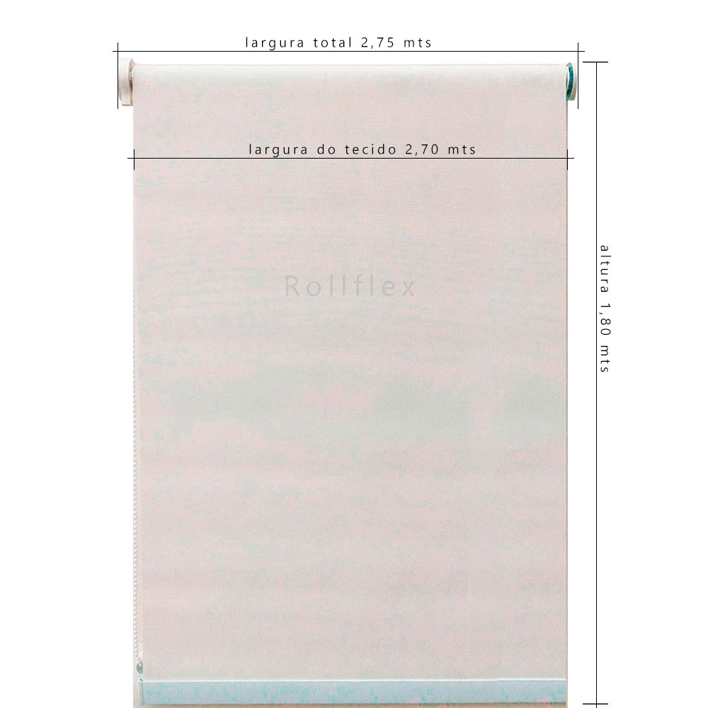 Cortina Persiana Rolô Blackout Branca 2,75 larg x 1,80 alt - Rollflex - Poliéster e PVC - Cortina Blackout Branco