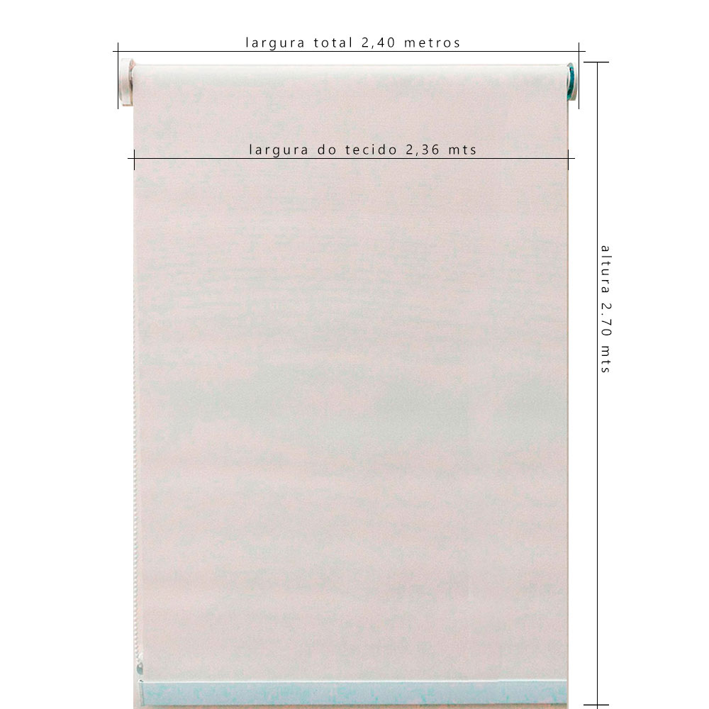 Persiana Rolô 1% - 2,40 larg x 2,70 alt - Branco Off-White - Rollflex