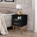 Mesa De Cabeceira Preta Retrô Com Gaveta Pés Palito Suporte Para Cama com Nicho Guarda Objetos Luxo Luxo Pl