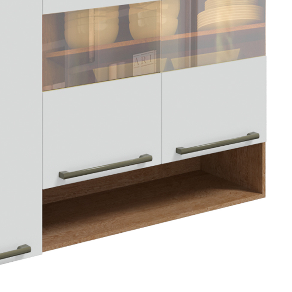 Armário Aéreo Napoli Prime 3 Portas Castanho e Branco