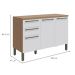 Balcão de Cozinha com Tampo Napoli Prime 3 Portas 2 Gavetas Castanho e Branco