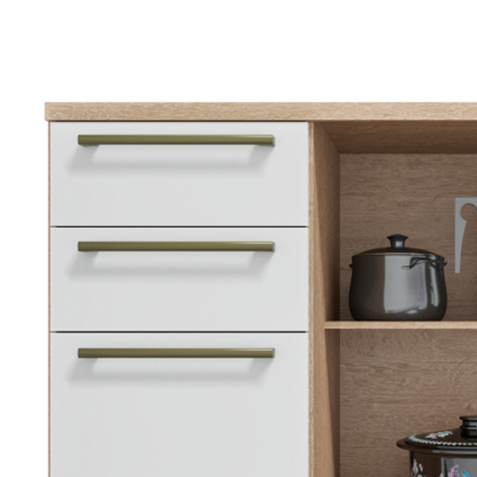 Balcão de Cozinha com Tampo Napoli Prime 3 Portas 2 Gavetas Castanho e Branco