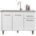 Balcão de Cozinha 120 cm 3 Portas 1 Gaveta s/ Tampo Franca Branco