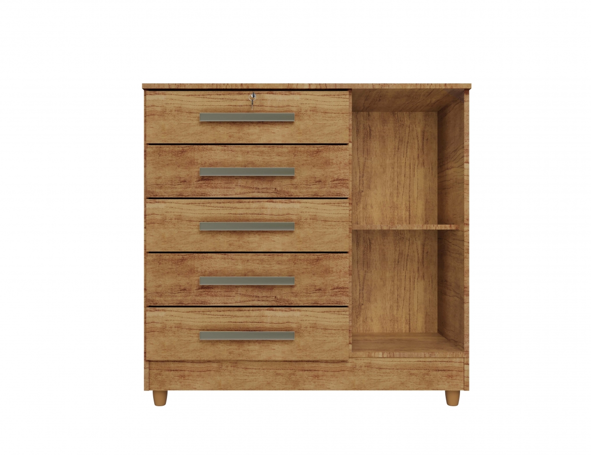 Cômoda Vitória 5 Gavetas 1 Porta Rud Rack Cedro 