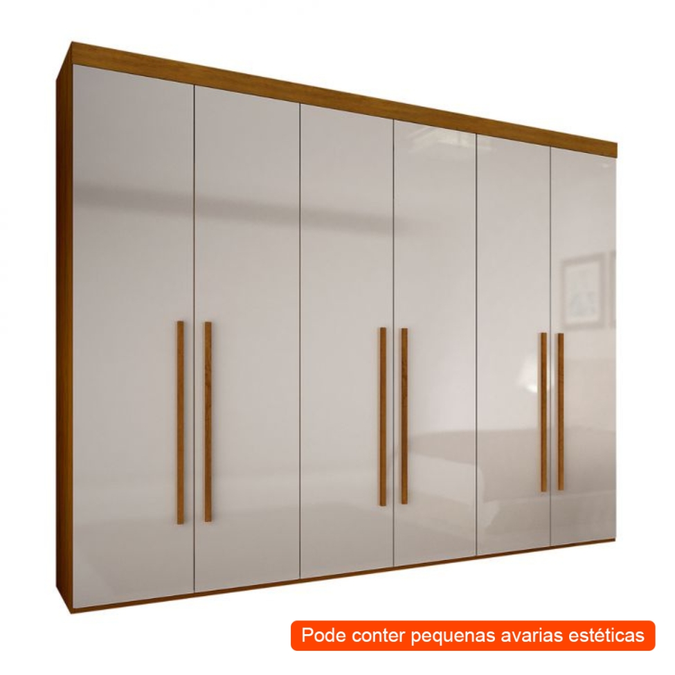 [OUTLET] Guarda-Roupa Casal Maceio 6 PT Imbuia e Off White