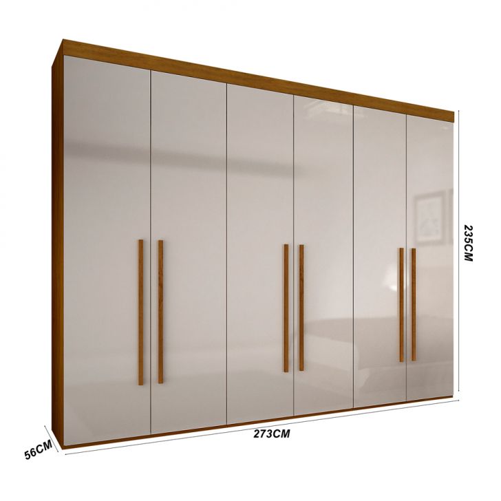 [OUTLET] Guarda-Roupa Casal Maceio 6 PT Imbuia e Off White