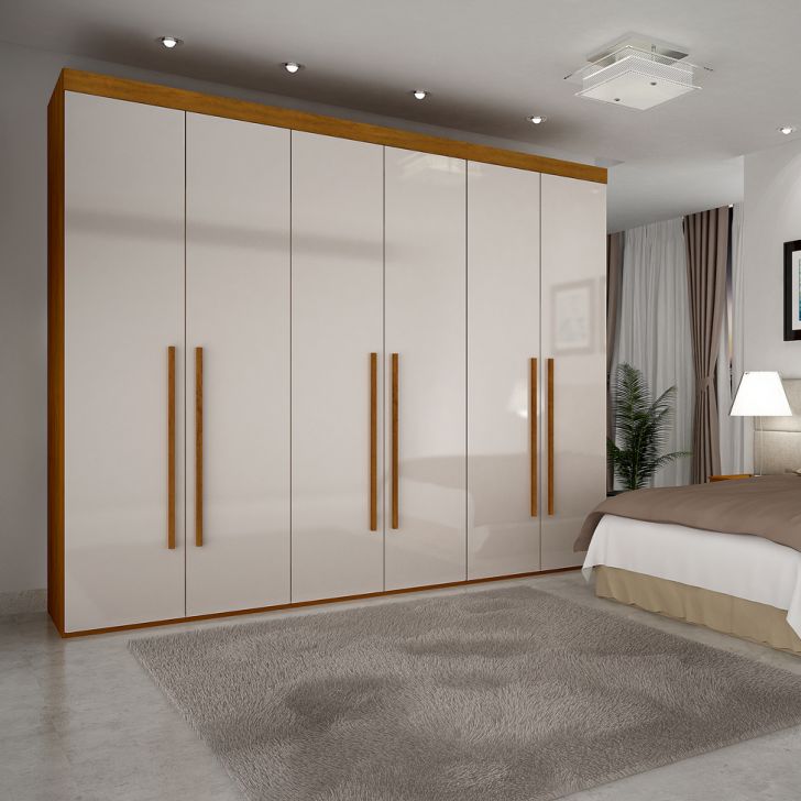 [OUTLET] Guarda-Roupa Casal Maceio 6 PT Imbuia e Off White