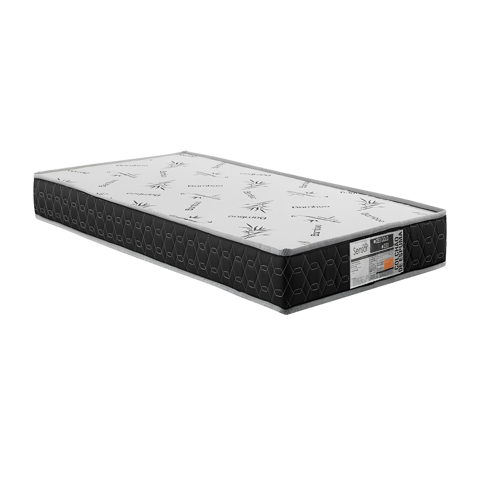 Colchão Solteiro de Espuma D33 Selado INMETRO Anti Germes Preto em Promoção 88x188x12