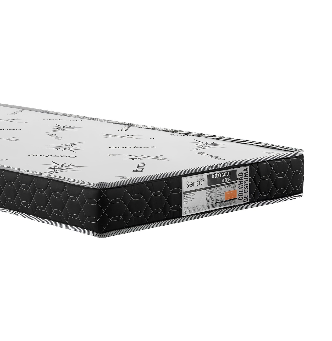 Colchão Solteiro de Espuma D33 Selado INMETRO Anti Germes Preto em Promoção 88x188x12