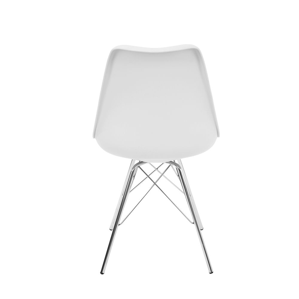 Cadeira Design Leda Estofada Eames Branca Tower Cromado