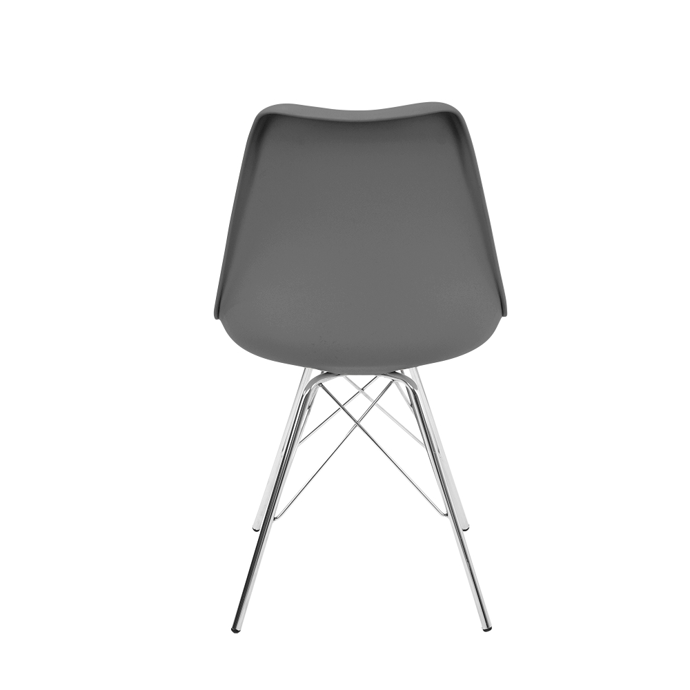 Cadeira Design Leda Estofada Eames Cinza Tower Cromado