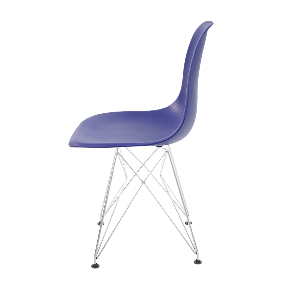Cadeira Jantar Eiffel Eames Azul Marinho Ferro Cromado
