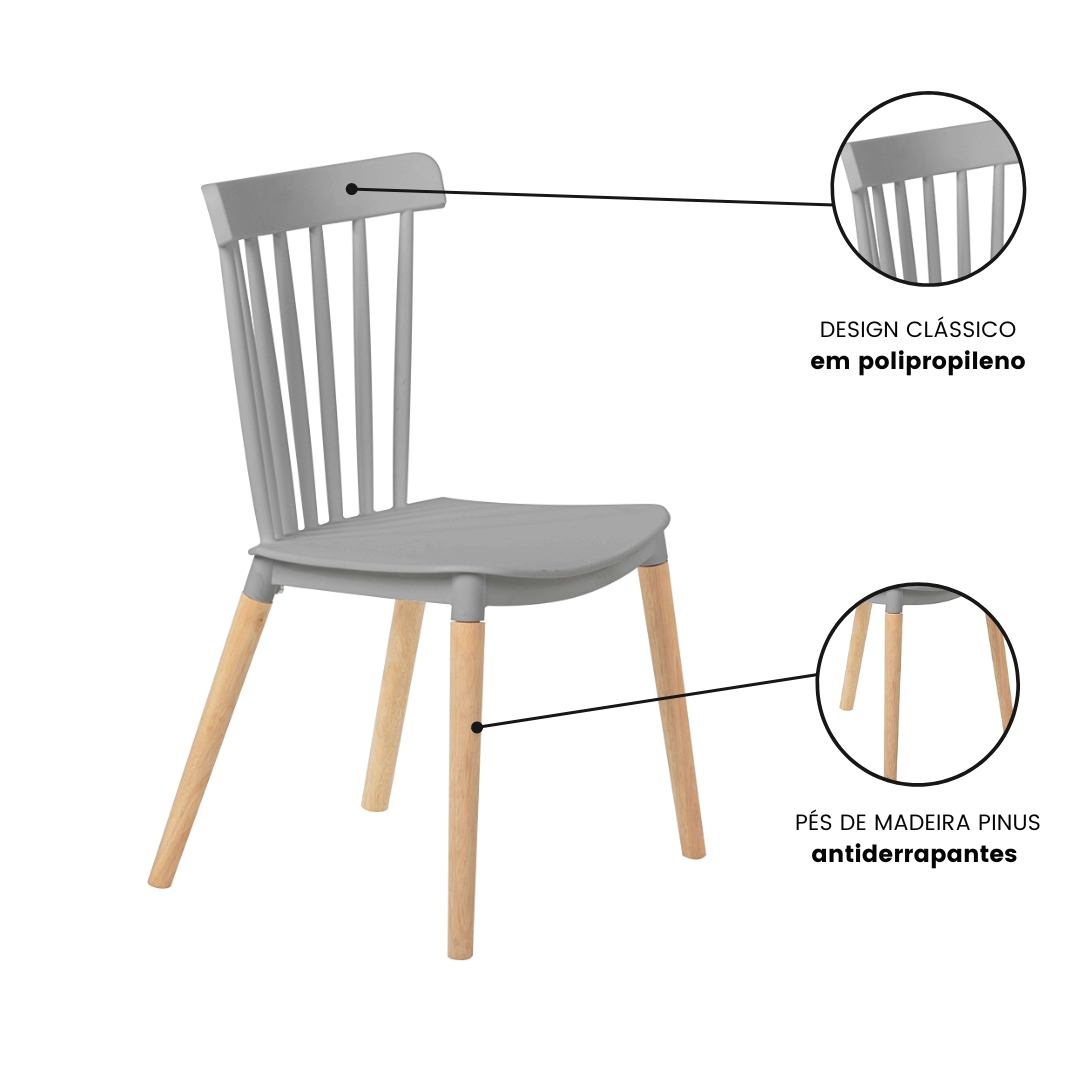 Cadeira Windsor de Jantar Eames Cinza