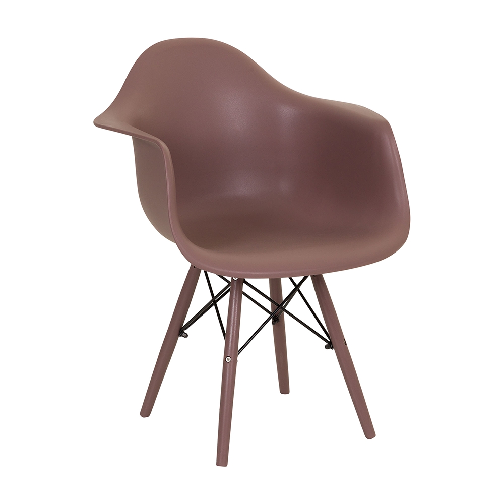 Cadeira de Jantar Color com Braço Eiffel Eames Marrom